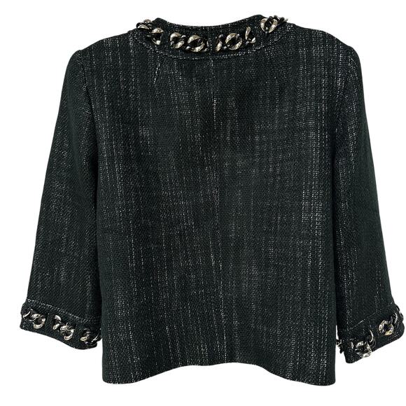 MICHAEL by Michael Kors Blazer Black Silver White Chain Cropped Women's Medium - Picture 10 of 11